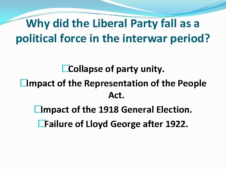 Why did the Liberal Party fall as a political force in the interwar period?