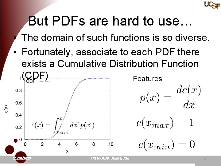But PDFs are hard to use… • The domain of such functions is so