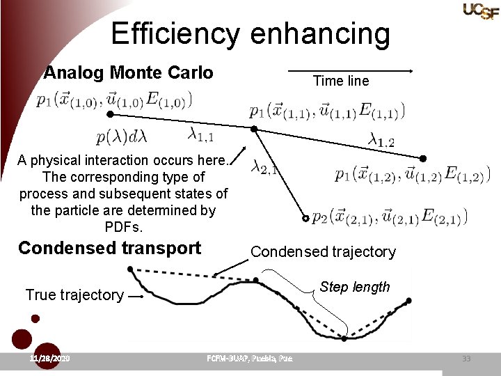 Efficiency enhancing Analog Monte Carlo Time line A physical interaction occurs here. The corresponding