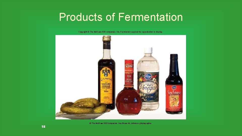 Products of Fermentation Copyright © The Mc. Graw-Hill Companies, Inc. Permission required for reproduction