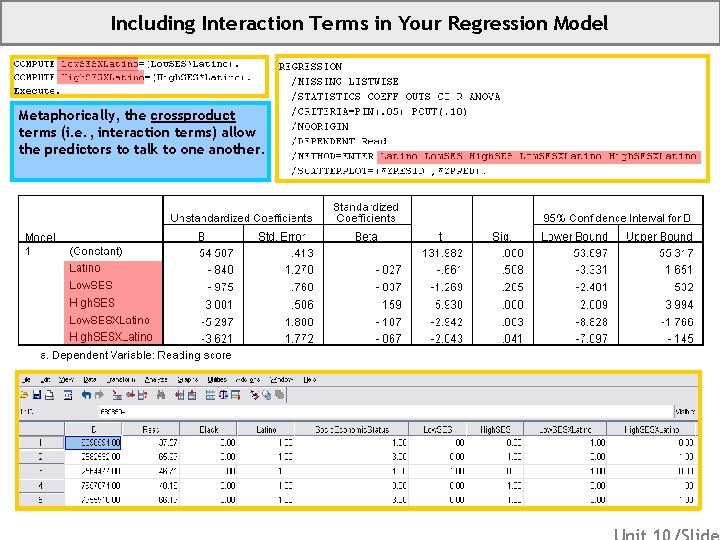 Including Interaction Terms in Your Regression Model Metaphorically, the crossproduct terms (i. e. ,