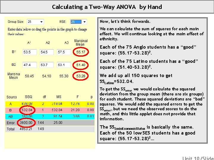 Calculating a Two-Way ANOVA by Hand Now, let’s think forwards. We can calculate the