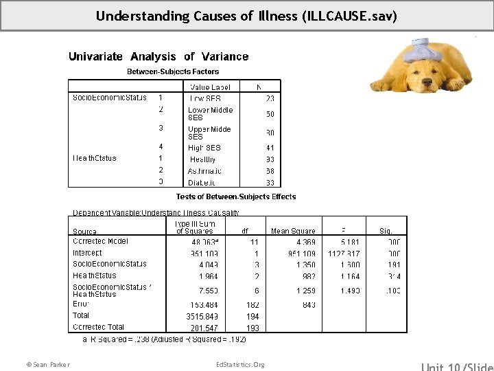 Understanding Causes of Illness (ILLCAUSE. sav) © Sean Parker Ed. Statistics. Org 