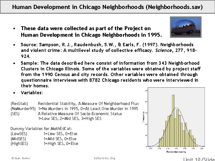 Human Development in Chicago Neighborhoods (Neighborhoods. sav) • These data were collected as part