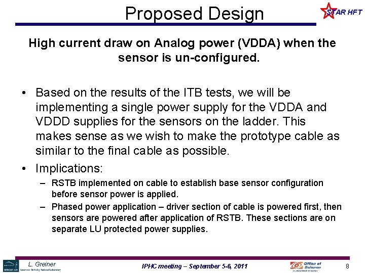 Proposed Design STAR HFT High current draw on Analog power (VDDA) when the sensor