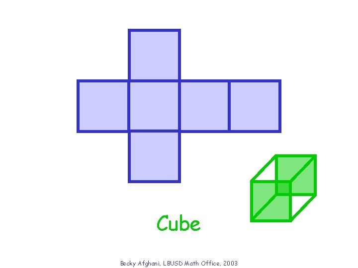 Cube What solid will this net form? Becky Afghani, LBUSD Math Office, 2003 