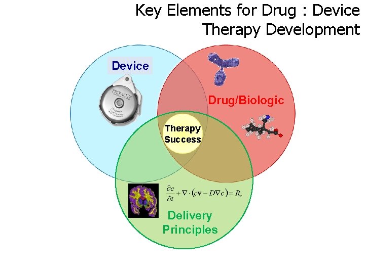 Key Elements for Drug : Device Therapy Development Device Drug/Biologic Therapy Success Delivery Principles
