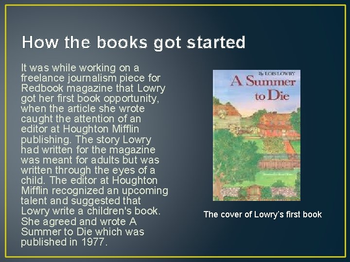 How the books got started It was while working on a freelance journalism piece How the books got started It was while working on a freelance journalism piece