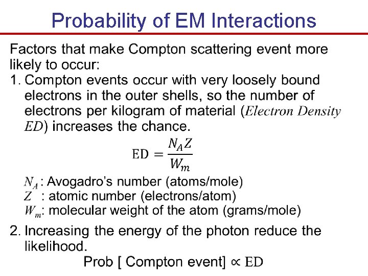 Probability of EM Interactions 