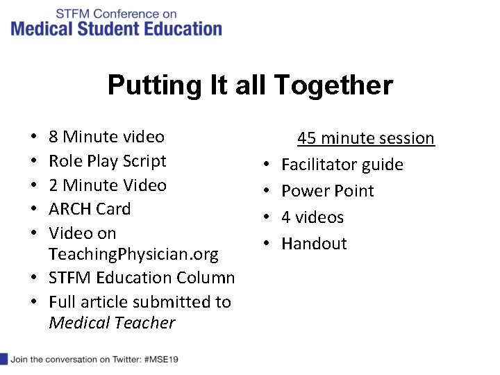 Putting It all Together 8 Minute video Role Play Script 2 Minute Video ARCH