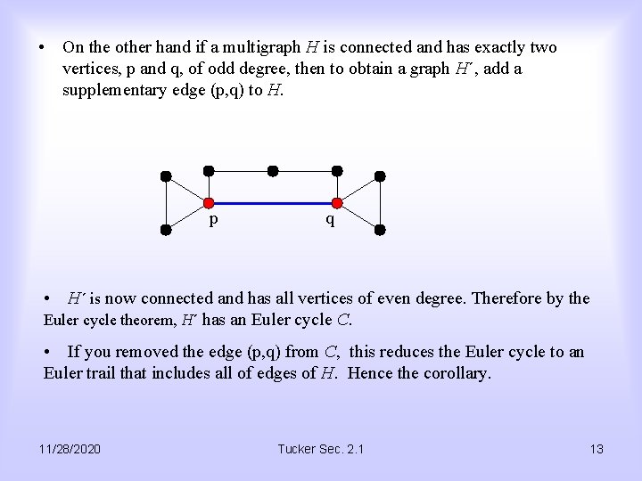  • On the other hand if a multigraph H is connected and has