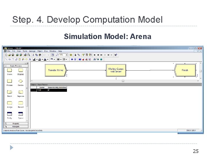 Step. 4. Develop Computation Model Simulation Model: Arena 25 