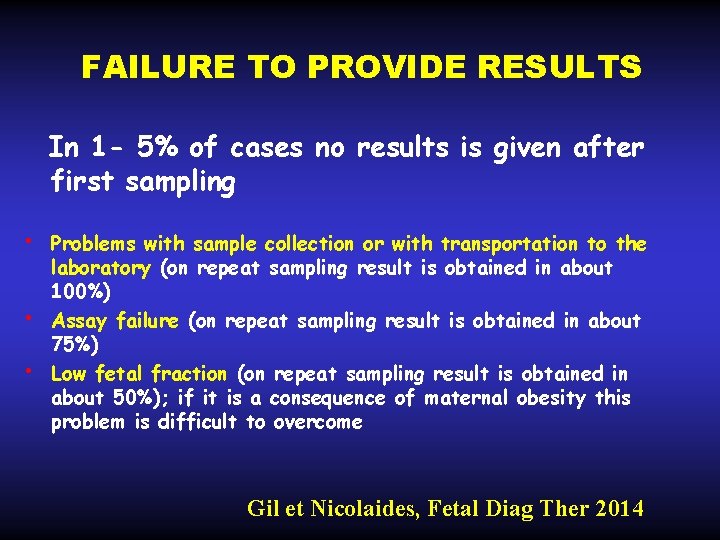 FAILURE TO PROVIDE RESULTS In 1 - 5% of cases no results is given