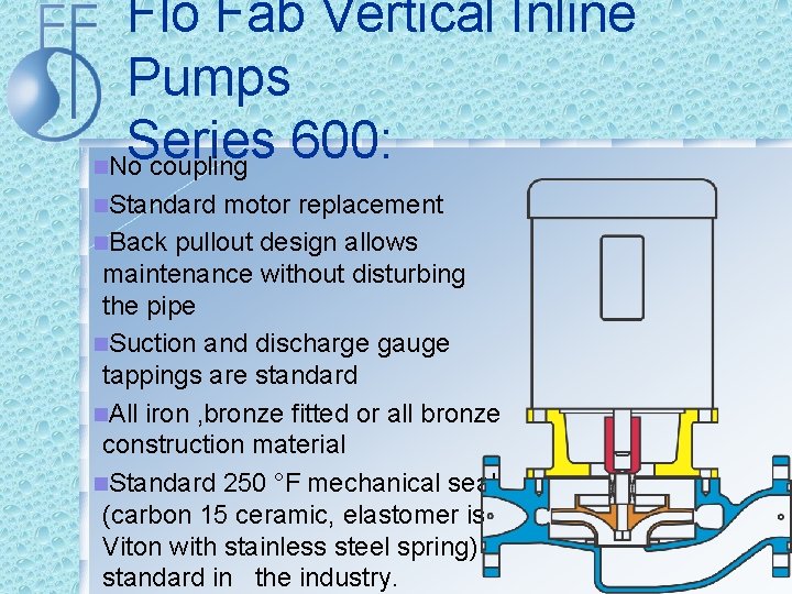 Flo Fab Vertical Inline Pumps Series 600: n. No coupling n. Standard motor replacement