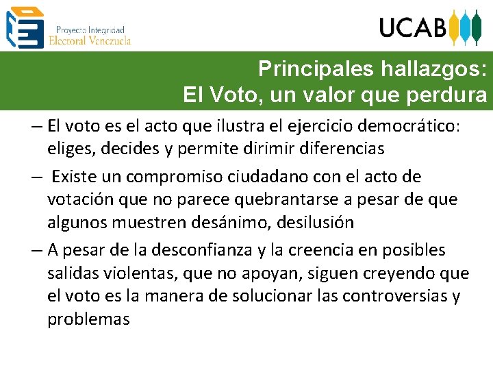 Principales hallazgos: El Voto, un valor que perdura – El voto es el acto