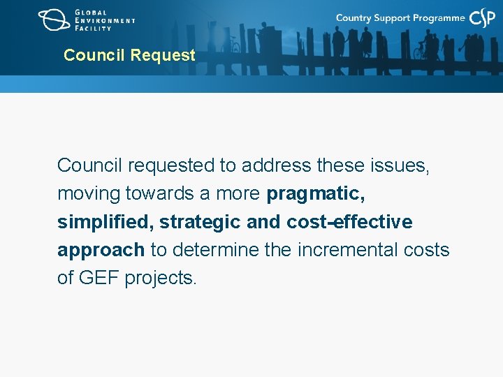 Council Request Council requested to address these issues, moving towards a more pragmatic, simplified,