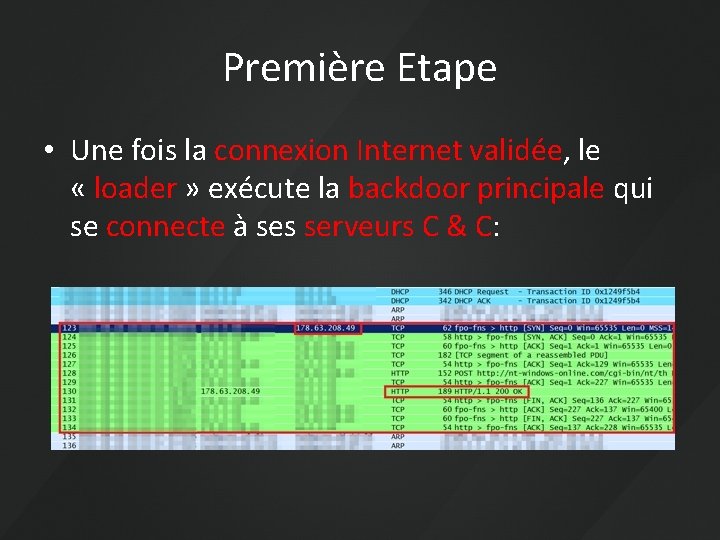 Première Etape • Une fois la connexion Internet validée, le « loader » exécute