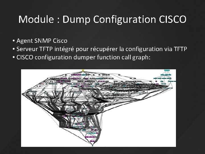 Module : Dump Configuration CISCO • Agent SNMP Cisco • Serveur TFTP intégré pour