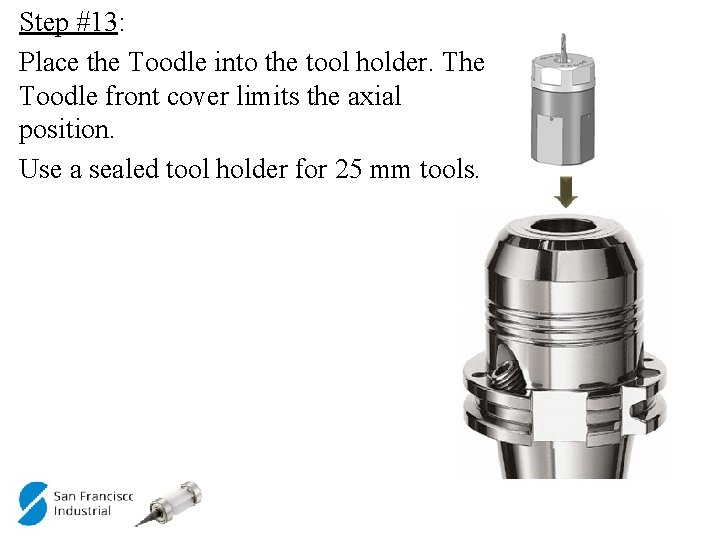 Step #13: Place the Toodle into the tool holder. The Toodle front cover limits