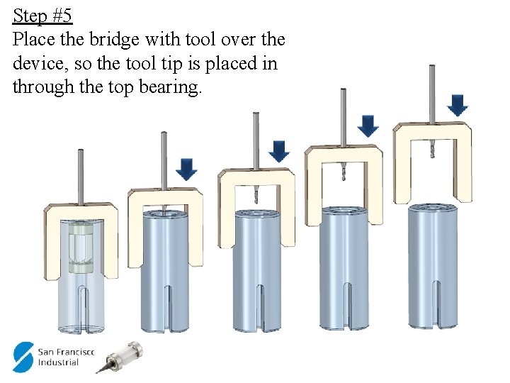 Step #5 Place the bridge with tool over the device, so the tool tip