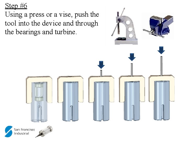 Step #6 Using a press or a vise, push the tool into the device