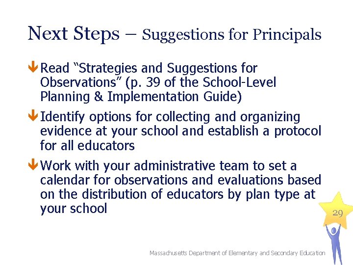 Next Steps – Suggestions for Principals Read “Strategies and Suggestions for Observations” (p. 39