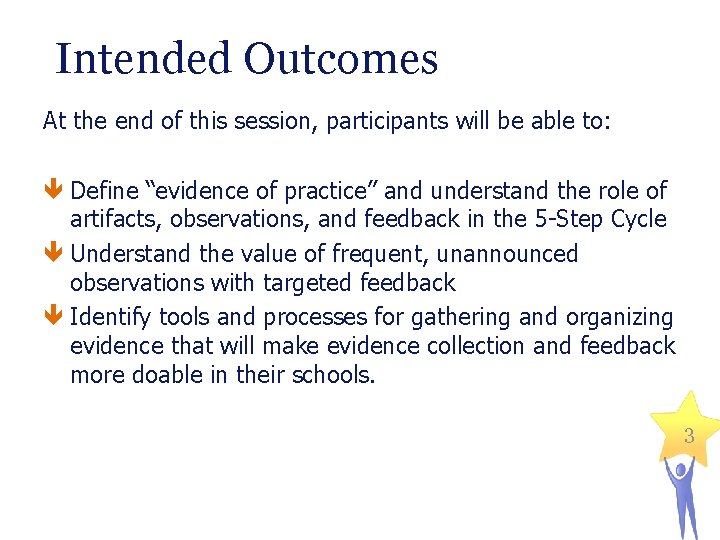Intended Outcomes At the end of this session, participants will be able to: Define