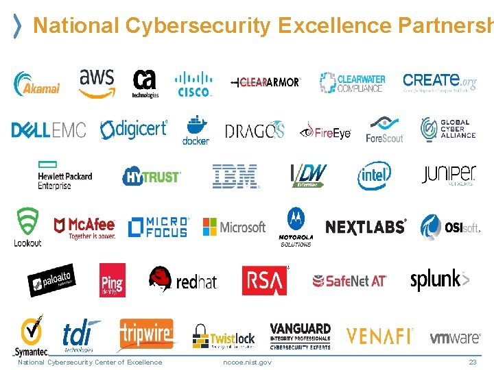 National Cybersecurity Excellence Partnersh National Cybersecurity Center of Excellence nccoe. nist. gov 23 