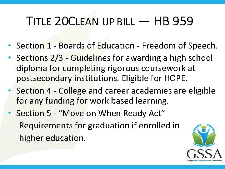 TITLE 20 CLEAN UP BILL — HB 959 • Section 1 - Boards of