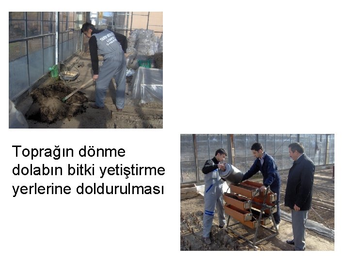 Toprağın dönme dolabın bitki yetiştirme yerlerine doldurulması 