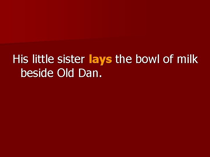 His little sister lays the bowl of milk beside Old Dan. 
