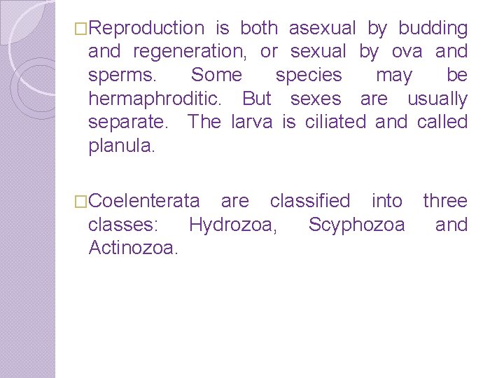 �Reproduction is both asexual by budding and regeneration, or sexual by ova and sperms.