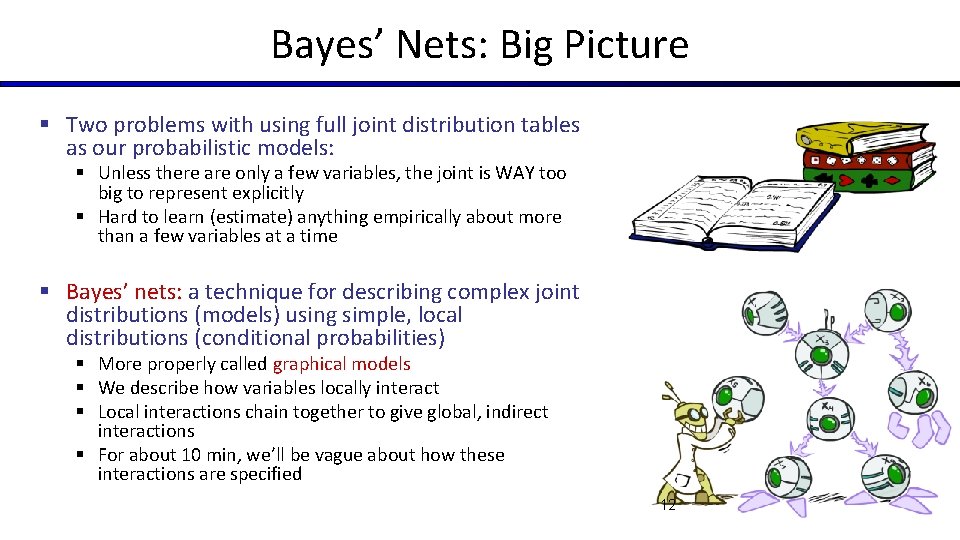 Bayes’ Nets: Big Picture § Two problems with using full joint distribution tables as