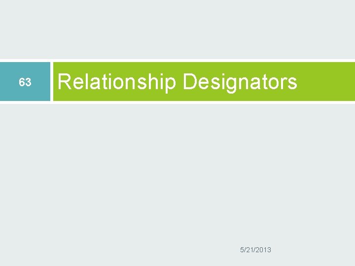 63 Relationship Designators 5/21/2013 