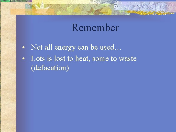 Remember • Not all energy can be used… • Lots is lost to heat,