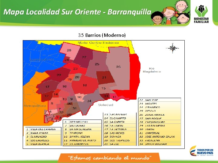 Mapa Localidad Sur Oriente - Barranquilla 35 Barrios (Moderno) 