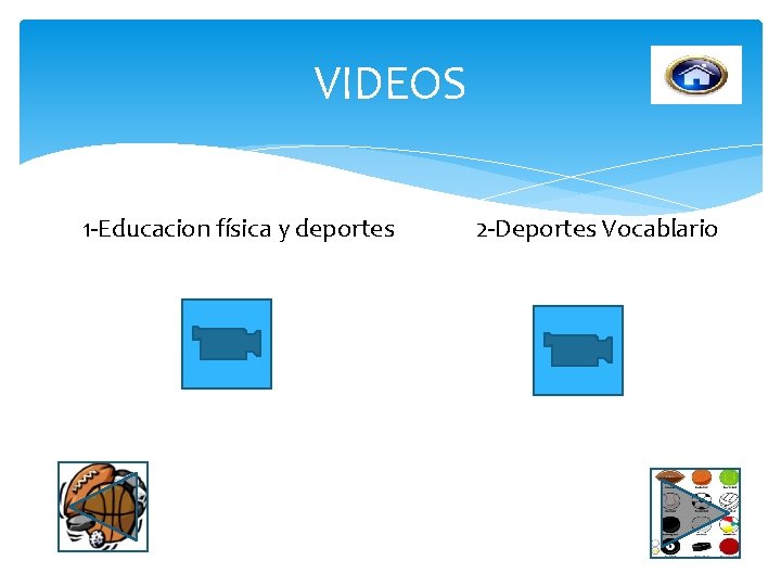VIDEOS 1 -Educacion física y deportes 2 -Deportes Vocablario 