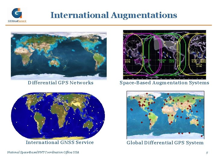 International Augmentations Differential GPS Networks Space-Based Augmentation Systems International GNSS Service Global Differential GPS