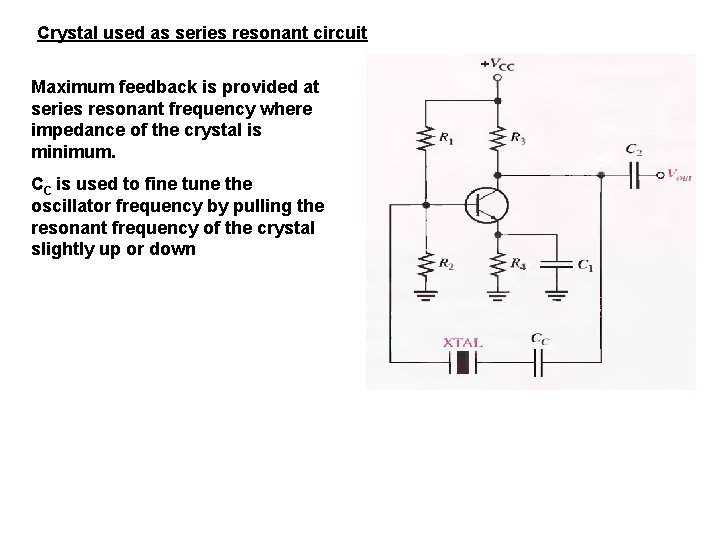 Crystal used as series resonant circuit Maximum feedback is provided at series resonant frequency