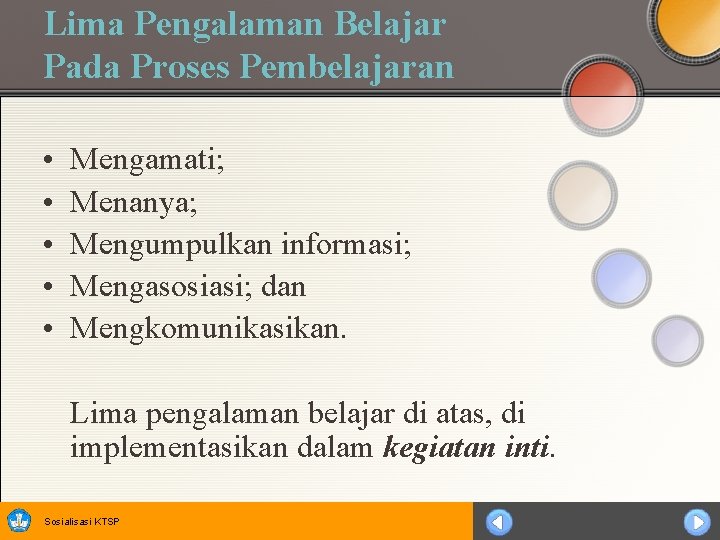 Lima Pengalaman Belajar Pada Proses Pembelajaran • • • Mengamati; Menanya; Mengumpulkan informasi; Mengasosiasi;