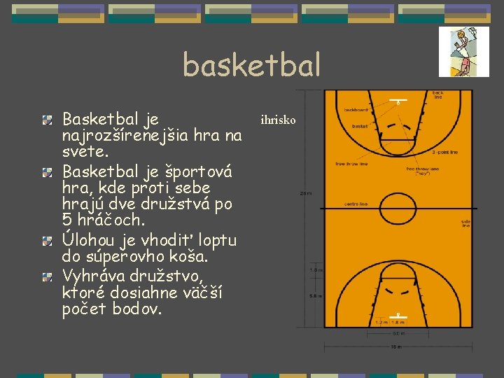 basketbal Basketbal je najrozšírenejšia hra na svete. Basketbal je športová hra, kde proti sebe