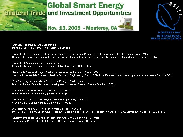 Global Smart Energy Bilateral Trade & Investment Opportunity * Business opportunity in the Smart