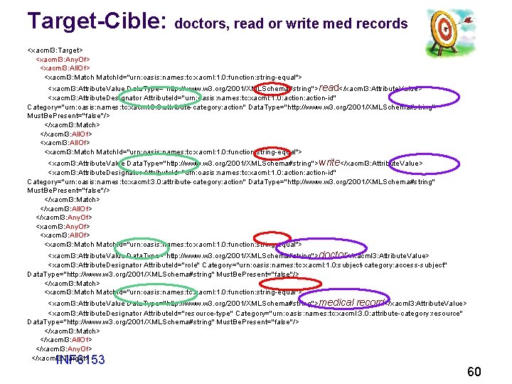 Target-Cible: doctors, read or write med records <xacml 3: Target> <xacml 3: Any. Of>