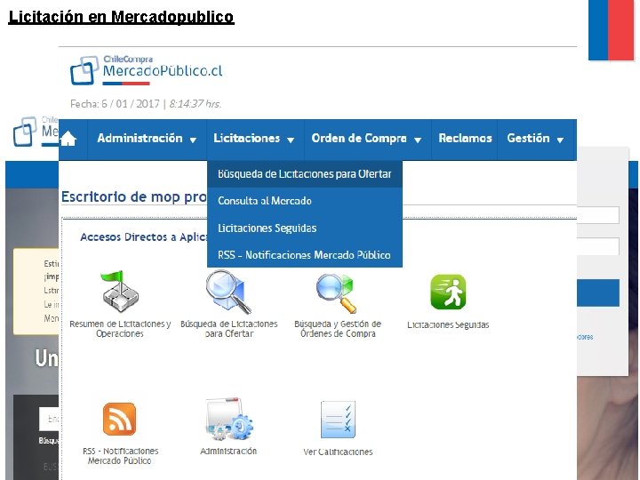 Licitación en Mercadopublico www. mercadopublico. cl 