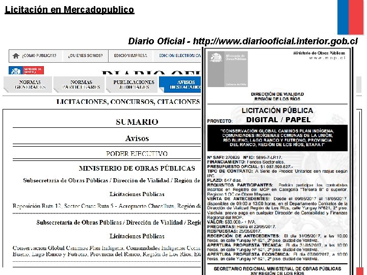 Licitación en Mercadopublico Diario Oficial - http: //www. diariooficial. interior. gob. cl DIGITAL /