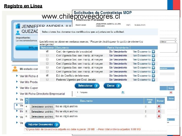 Registro en Línea www. chileproveedores. cl 