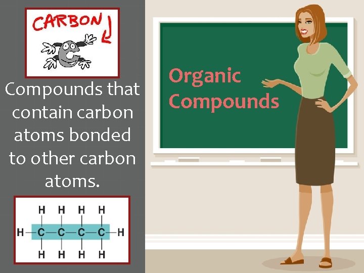 Compounds that contain carbon atoms bonded to other carbon atoms. Organic Compounds  Compounds that contain carbon atoms bonded to other carbon atoms. Organic Compounds