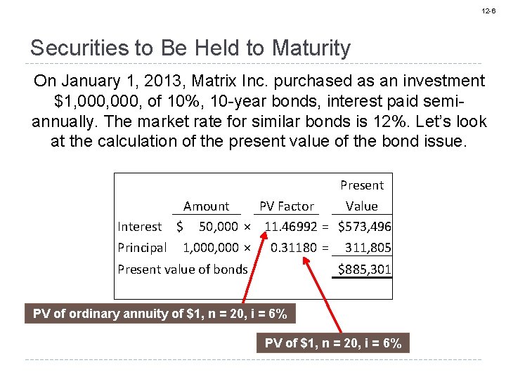 12 -6 Securities to Be Held to Maturity On January 1, 2013, Matrix Inc.