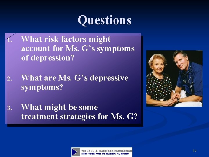 Questions 1. What risk factors might account for Ms. G’s symptoms of depression? 2.