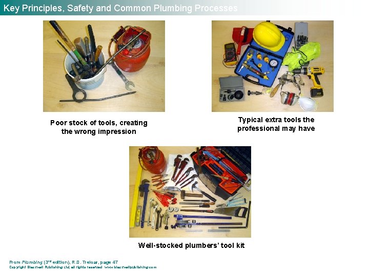 Key Principles, Safety and Common Plumbing Processes Poor stock of tools, creating the wrong